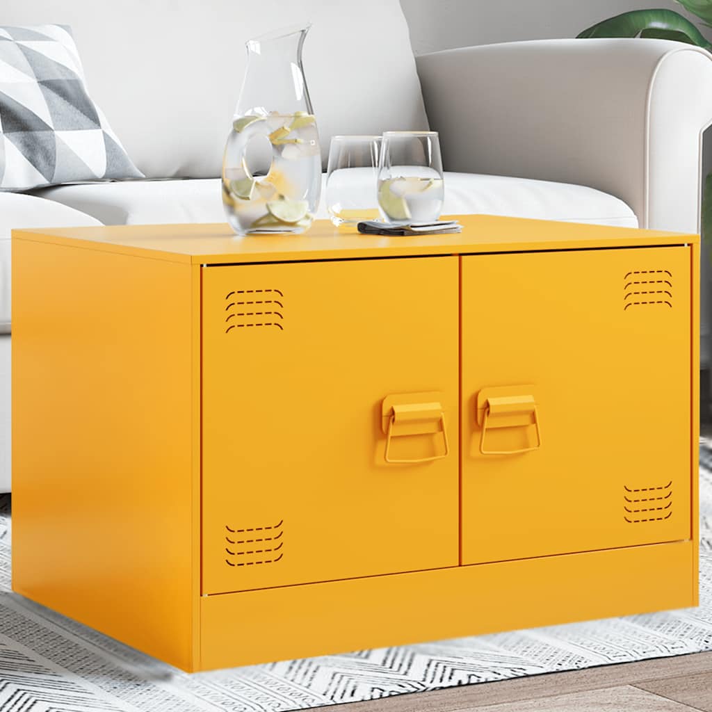 Senfgelber Couchtisch Stahl 67x50 cm