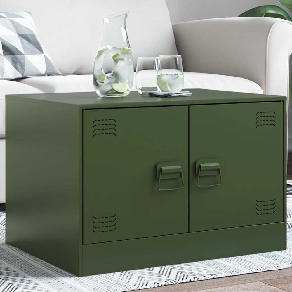 Olivgrüner Couchtisch 67x50 cm Stahl