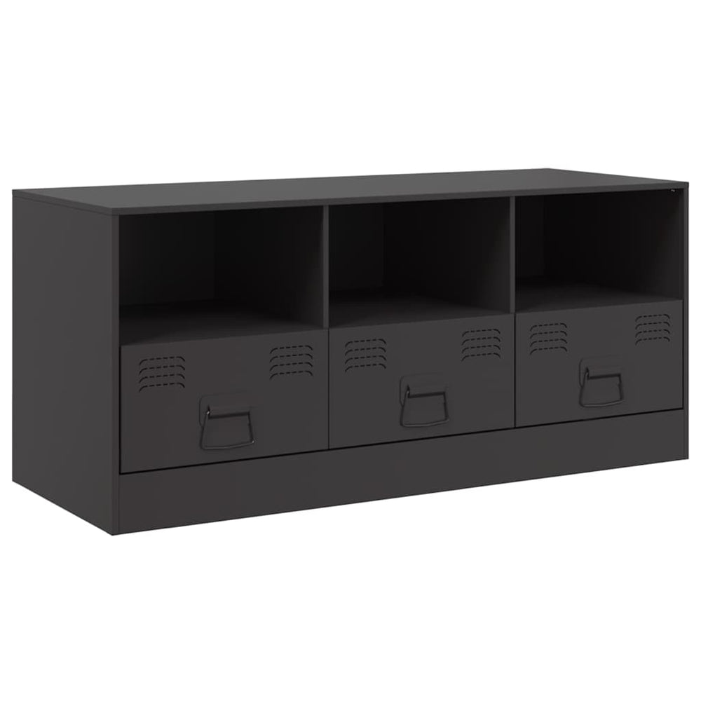 Schwarzer TV-Schrank aus Stahl, 99 cm