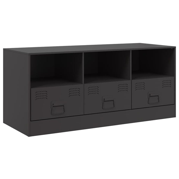 Schwarzer TV-Schrank aus Stahl, 99 cm
