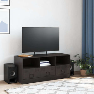Schwarzer TV-Schrank aus Stahl, 99 cm