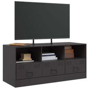 Schwarzer TV-Schrank aus Stahl, 99 cm