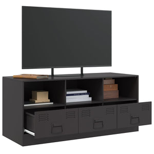Schwarzer TV-Schrank aus Stahl, 99 cm