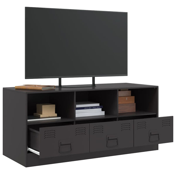 Schwarzer TV-Schrank aus Stahl, 99 cm