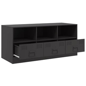 Schwarzer TV-Schrank aus Stahl, 99 cm