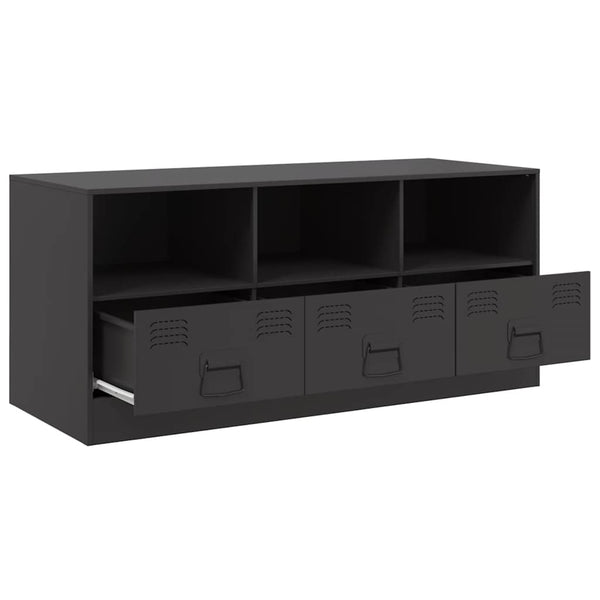Schwarzer TV-Schrank aus Stahl, 99 cm