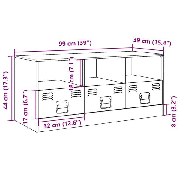 Weißer TV-Schrank aus Stahl, 99 cm