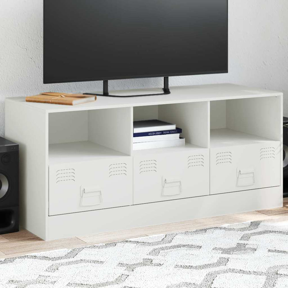 vidaXL Meuble TV blanc 99x39x44 cm Acier
