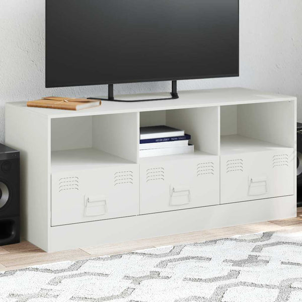 Weißer TV-Schrank aus Stahl, 99 cm
