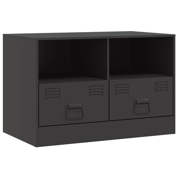 Schwarzer TV-Schrank aus Stahl, 67 cm