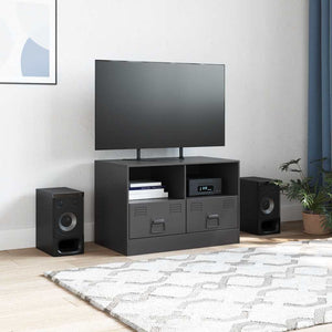 Schwarzer TV-Schrank aus Stahl, 67 cm