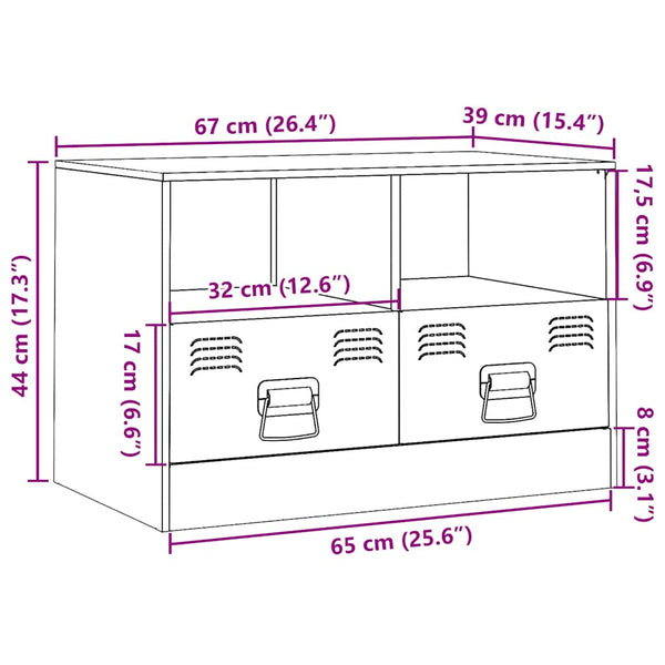Schwarzer TV-Schrank aus Stahl, 67 cm