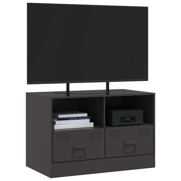 Schwarzer TV-Schrank aus Stahl, 67 cm