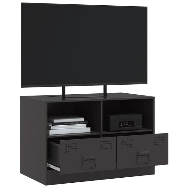 Schwarzer TV-Schrank aus Stahl, 67 cm