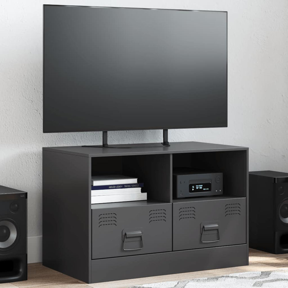 Schwarzer TV-Schrank aus Stahl, 67 cm