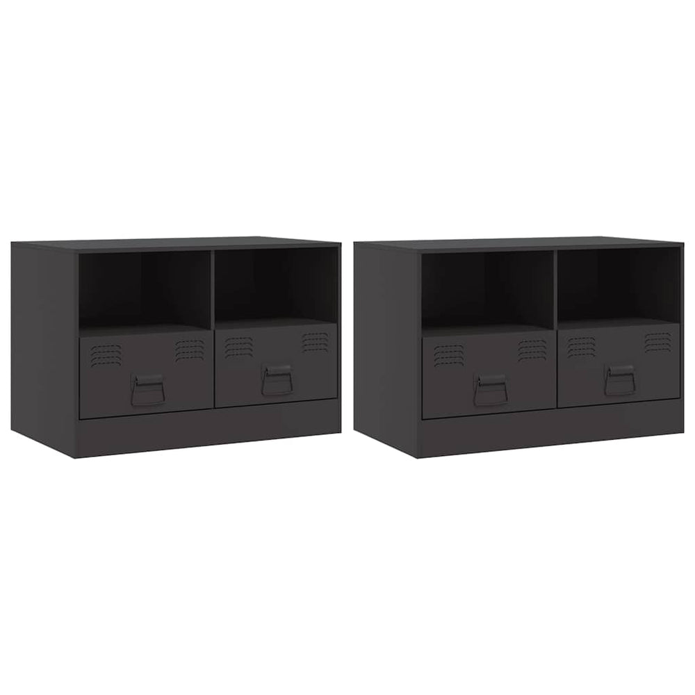 TV-Schränke Schwarz Stahl 67x39x44cm, 2er-Set