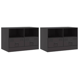 TV-Schränke Schwarz Stahl 67x39x44cm, 2er-Set