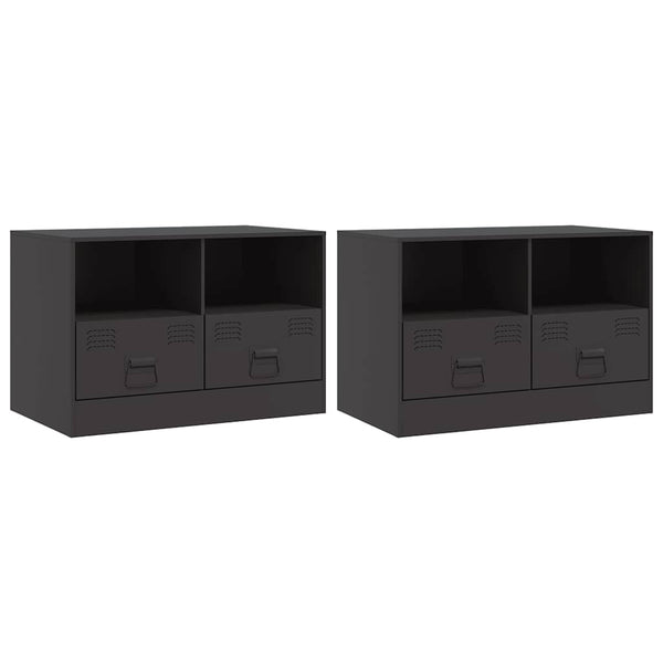 TV-Schränke Schwarz Stahl 67x39x44cm, 2er-Set