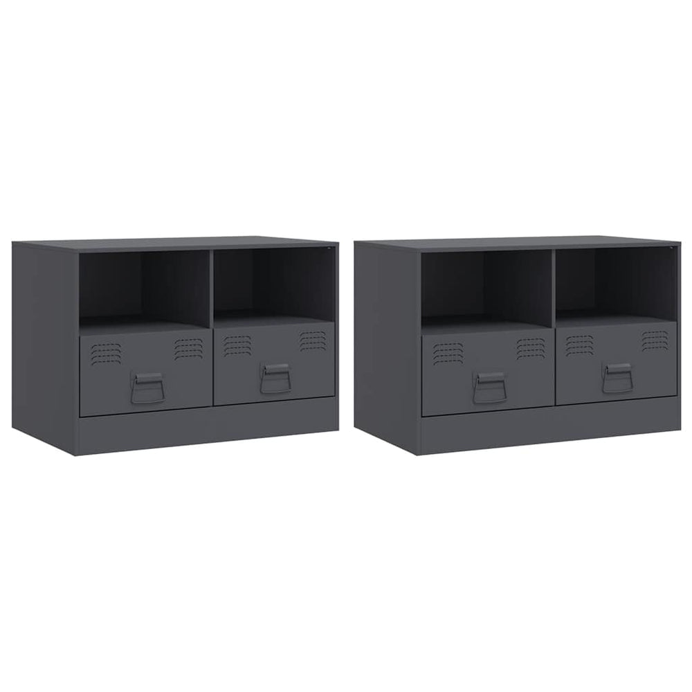 vidaXL Meubles TV 2 pcs Anthracite 67x39x44 cm Acier