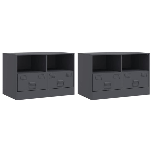 TV-Schränke Anthrazit Stahl 67x39x44cm, 2er-Set