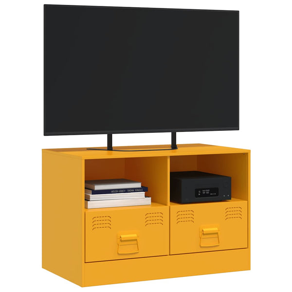 Senfgelber TV-Schrank aus Stahl, 67 cm