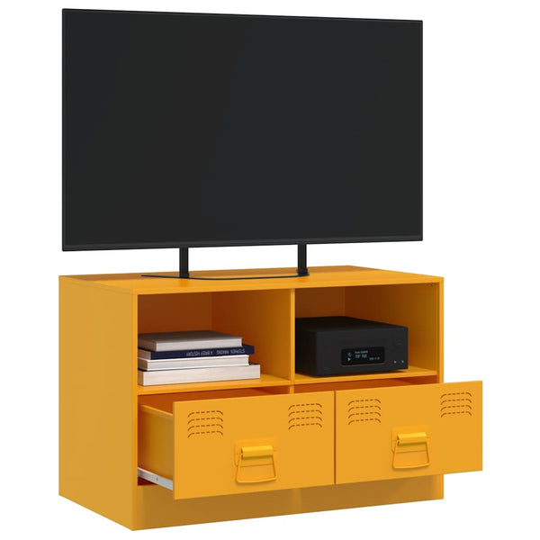 Senfgelber TV-Schrank aus Stahl, 67 cm