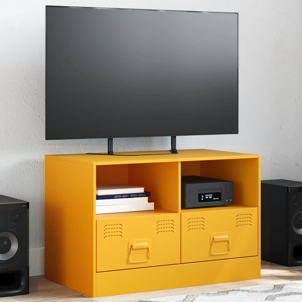 Senfgelber TV-Schrank aus Stahl, 67 cm