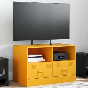 Senfgelber TV-Schrank aus Stahl, 67 cm