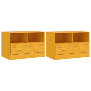 Senfgelbe TV-Schränke, 2er Set