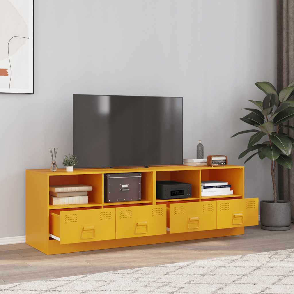 Senfgelbe TV-Schränke, 2er Set