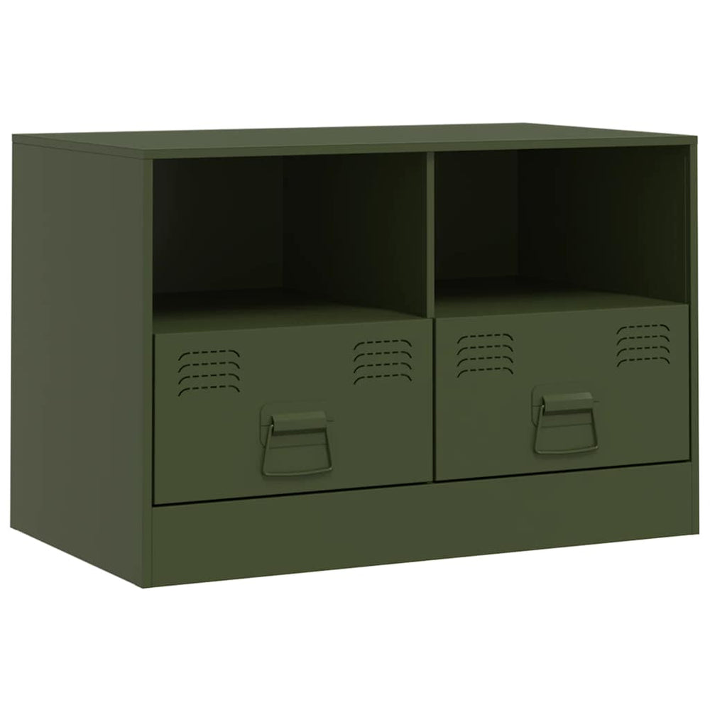 Olivgrüner TV-Schrank aus Stahl, 67 cm