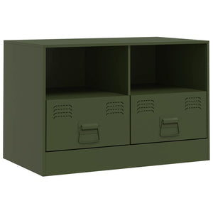 Olivgrüner TV-Schrank aus Stahl, 67 cm