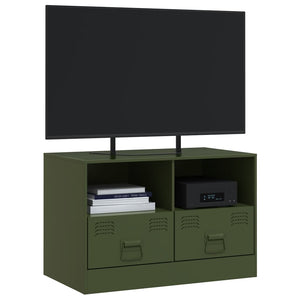 Olivgrüner TV-Schrank aus Stahl, 67 cm