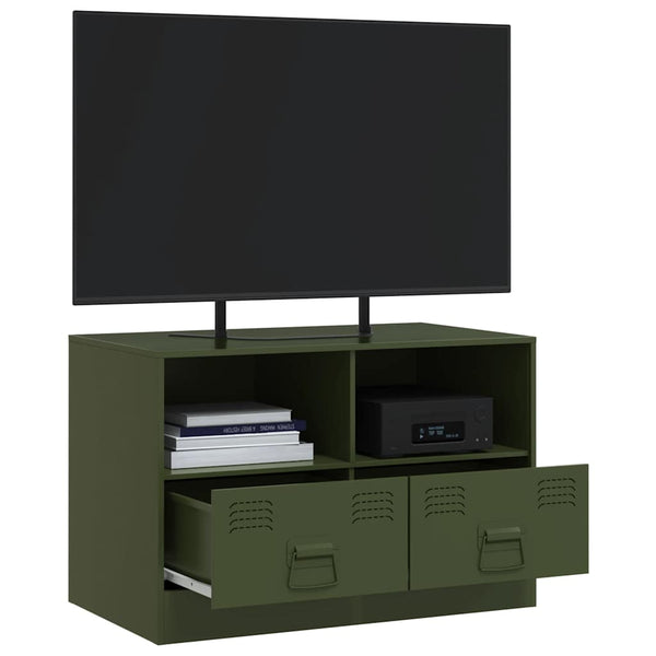 Olivgrüner TV-Schrank aus Stahl, 67 cm