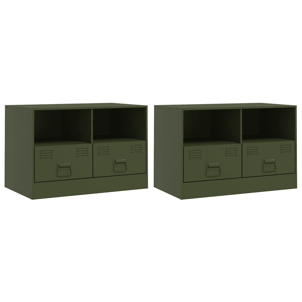 TV-Schränke Olivgrün Stahl 67x39x44cm, 2er-Set