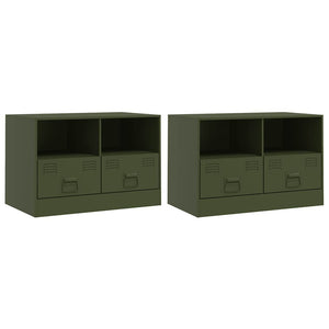 TV-Schränke Olivgrün Stahl 67x39x44cm, 2er-Set