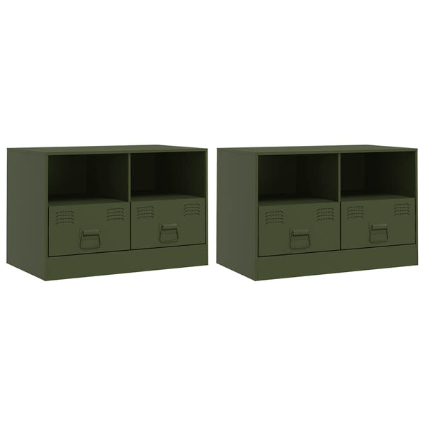 TV-Schränke Olivgrün Stahl 67x39x44cm, 2er-Set