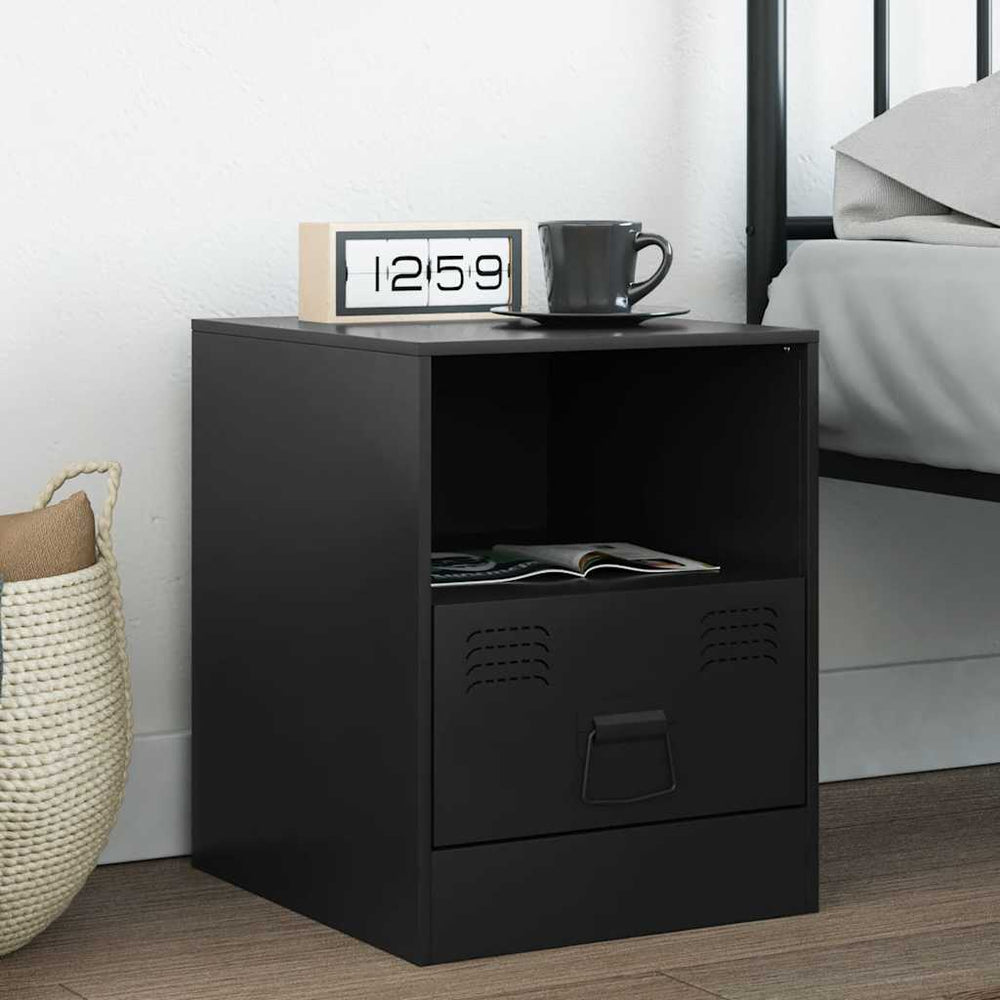vidaXL Nightstand Black 34.5x39x44 cm Steel
