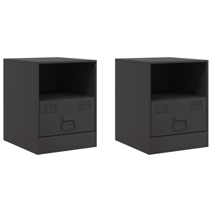 Nachttische 2er Set Schwarz Stahl