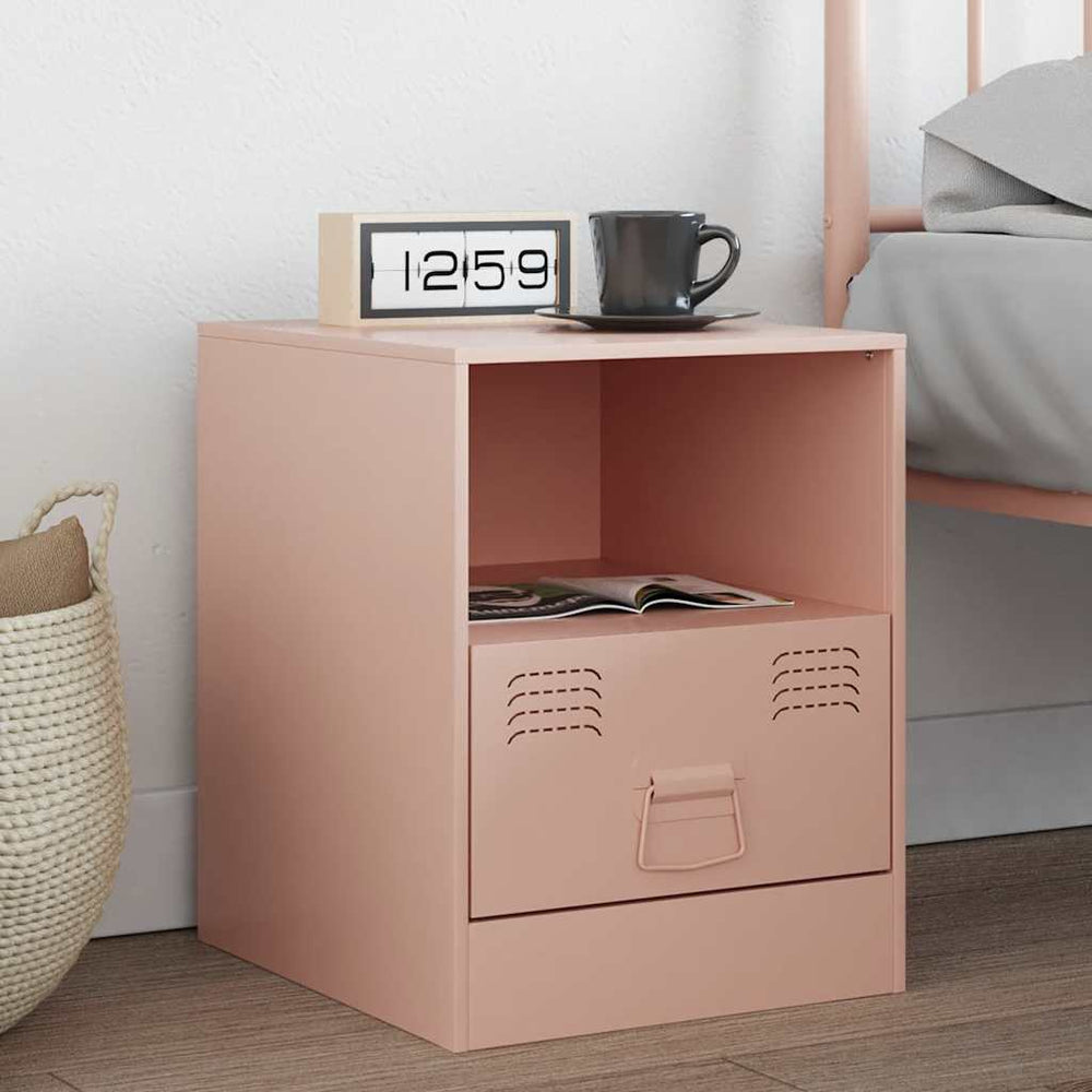 vidaXL Nightstand Pink 34.5x39x44 cm Steel