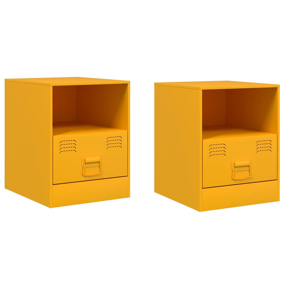 Senfgelbe Nachttische, 2er Set