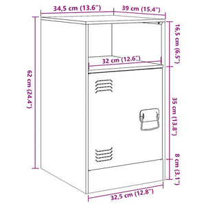 Anthrazit Nachttisch Stahl 34,5x39x62 cm