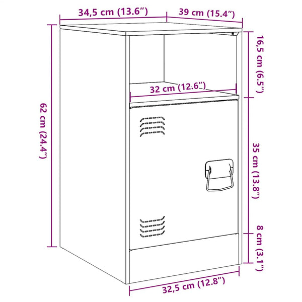 Anthrazit Nachttisch Stahl 34,5x39x62 cm