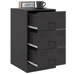 Schwarzer Nachttisch Stahl 34,5x39x62 cm