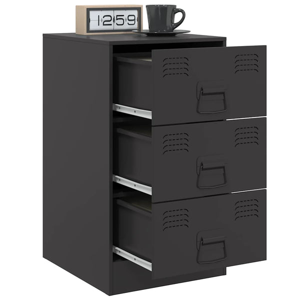 Schwarzer Nachttisch Stahl 34,5x39x62 cm