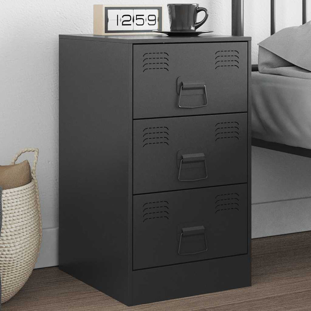 vidaXL Nightstand Black 34.5x39x62 cm Steel