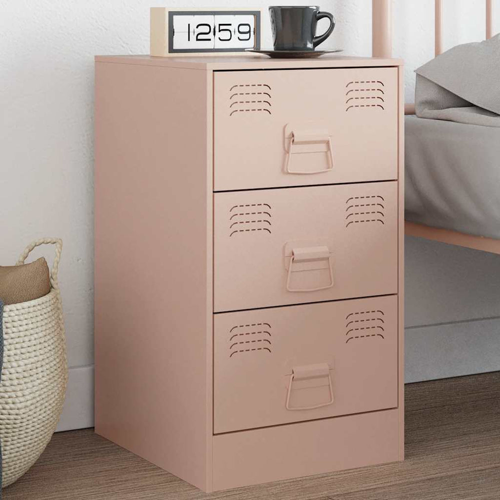 vidaXL Nightstand Pink 34.5x39x62 cm Steel