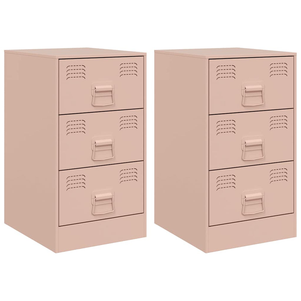 Rosa Nachttische 2er Set Stahl