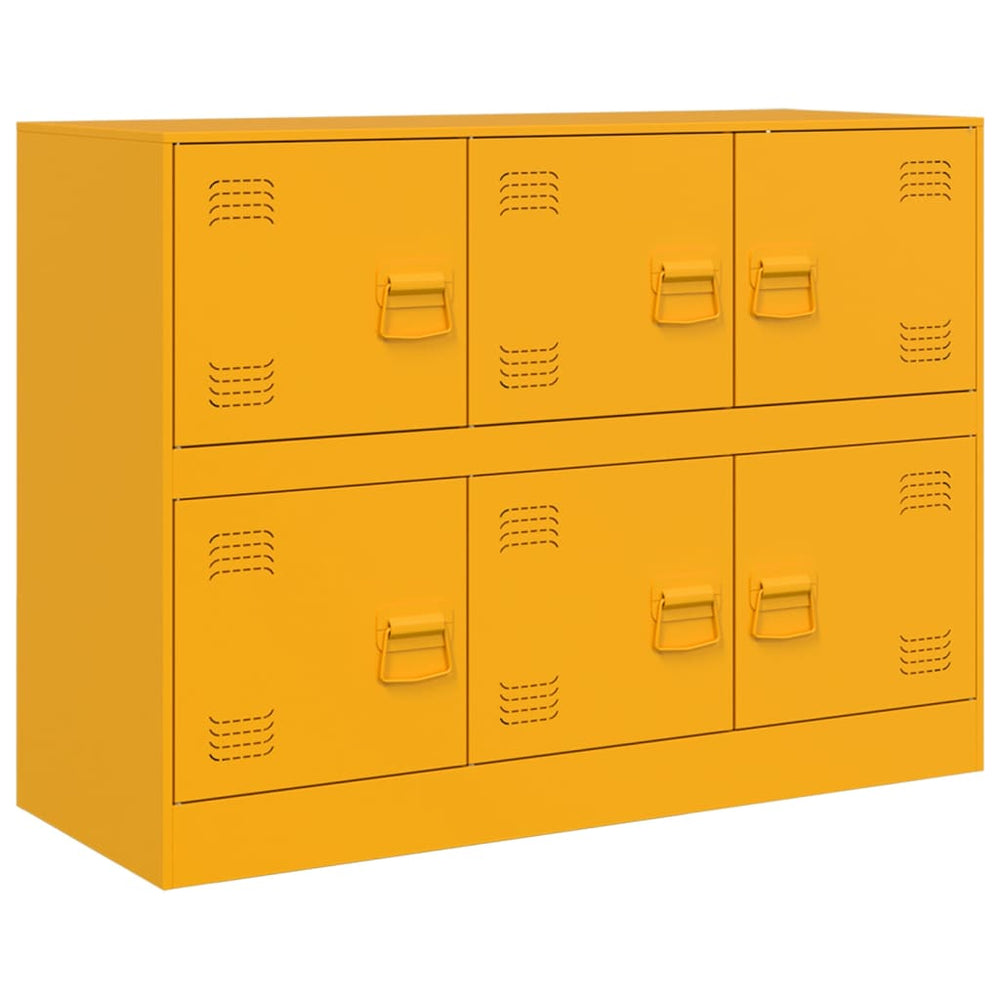 Senfgelbes Sideboard aus Stahl, 99 cm
