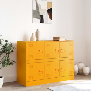 Senfgelbes Sideboard aus Stahl, 99 cm